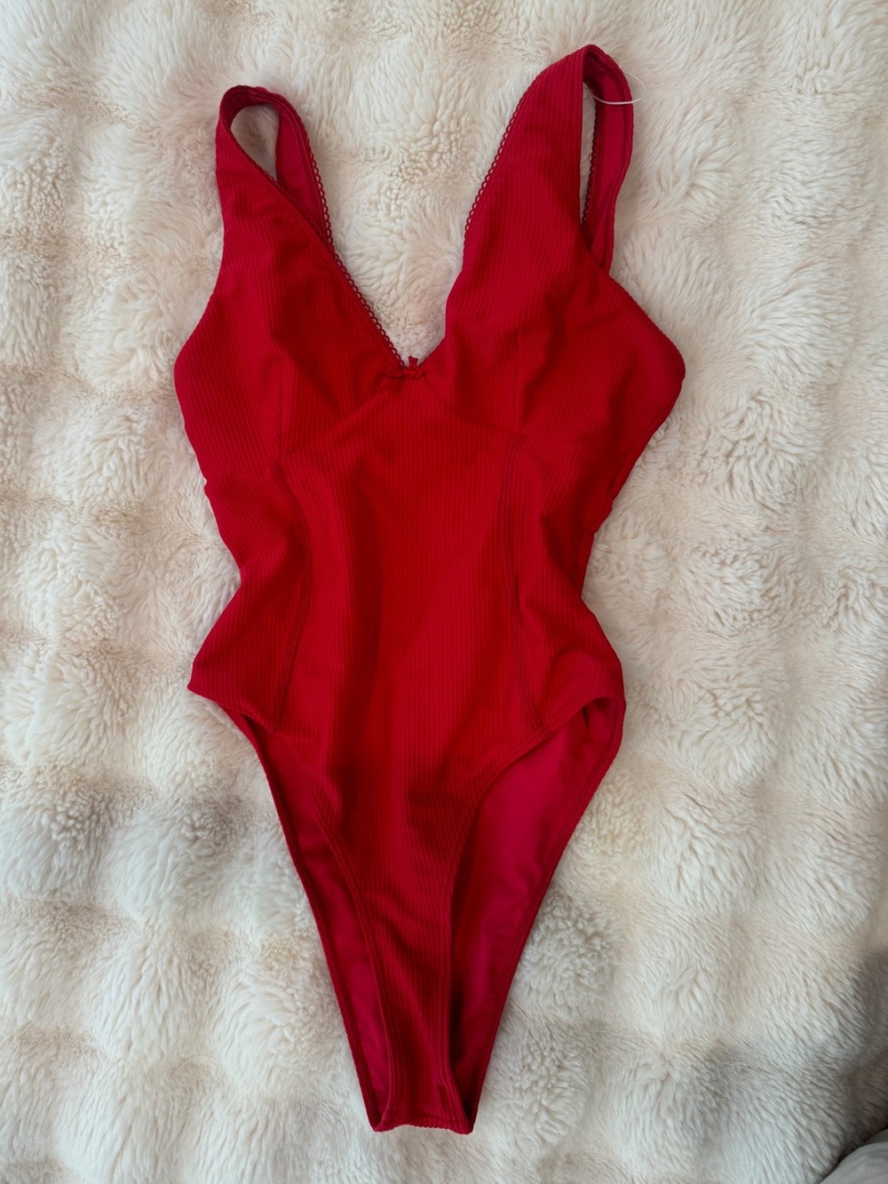 Women’s size M Frankie’s Bikini Sexy Classy Red One-Piece Swimsuit